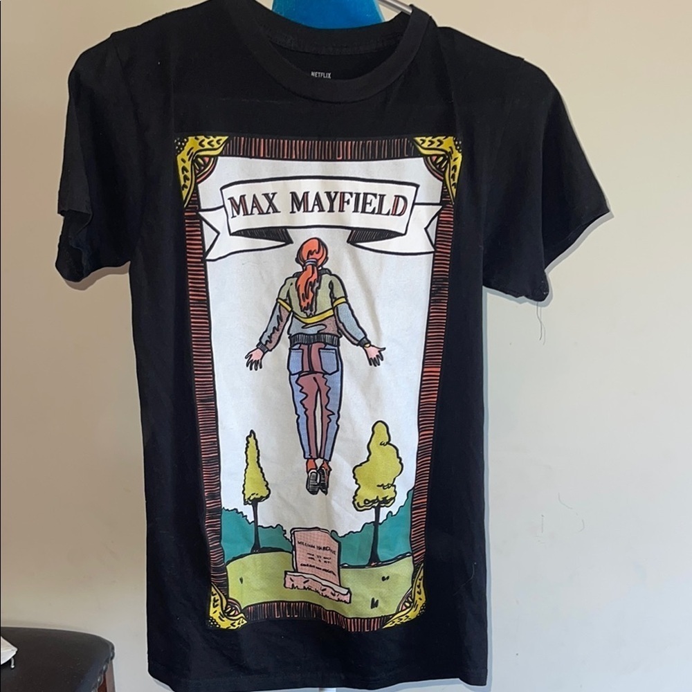 Netflix Black Graphic Tee with Colorful Design